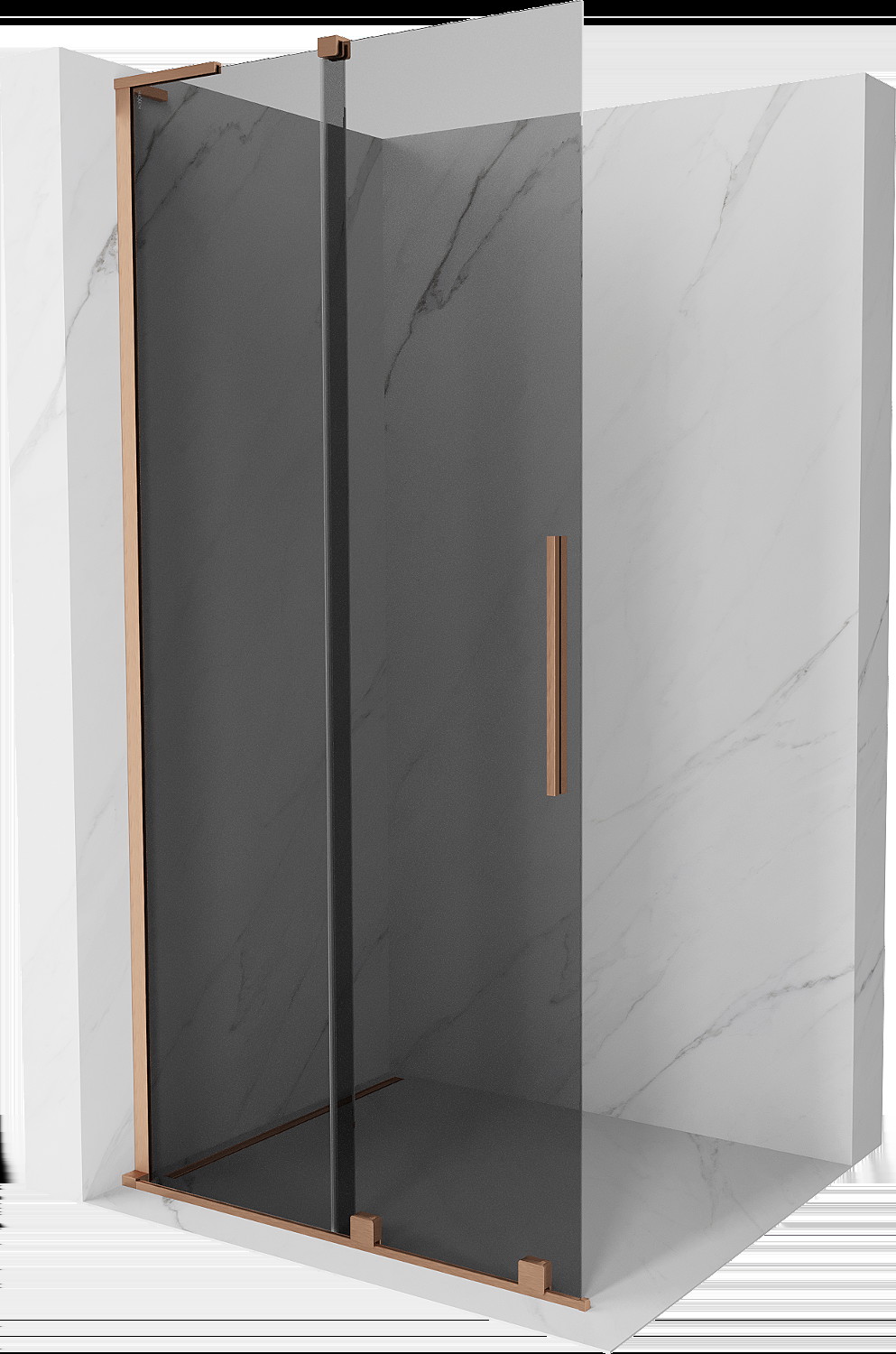 Mexen Velar L ścianka prysznicowa rozsuwana Walk-in 90 x 200 cm, grafit 8 mm, miedź szczotkowana - 871-090-003-43-65
