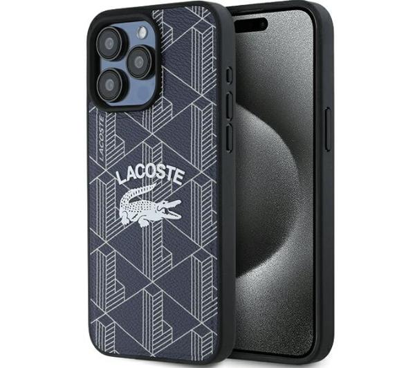 Lacoste Monogram Vintage Logo MagSafe do iPhone 15 Pro Granatowy