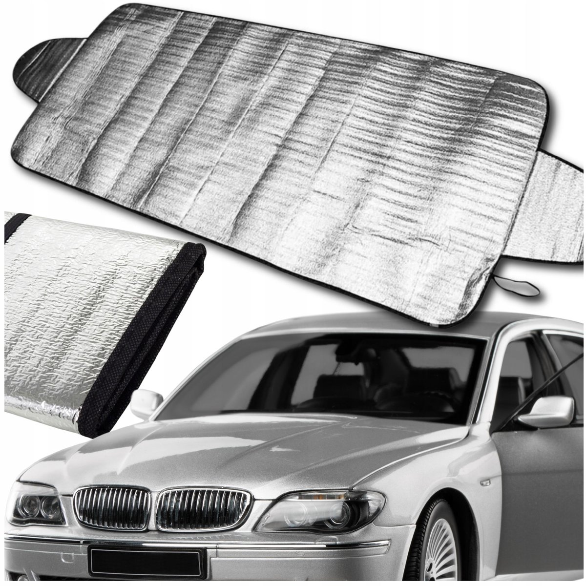 OSŁONA PRZECIWSŁONECZNA DO SAMOCHODU NA PRZEDNIA SZYBĘ odbija promienie XXL