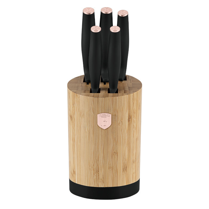 Zestaw noży 6 el.  w bambusowy stojaku BerlingerHaus Black Rose BH-2752