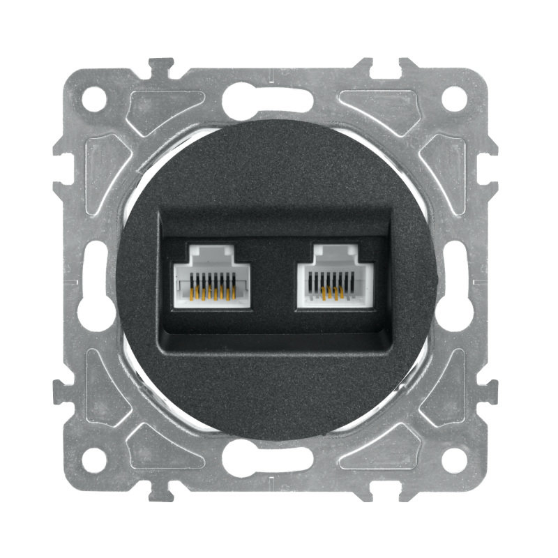 Gniazdo RJ45/RJ11, czarne, OVAL