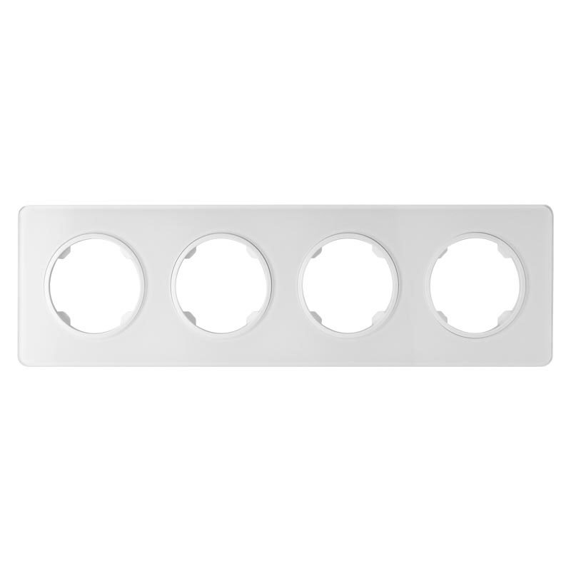 Ramka poczwórna, szklana, biała, OVAL