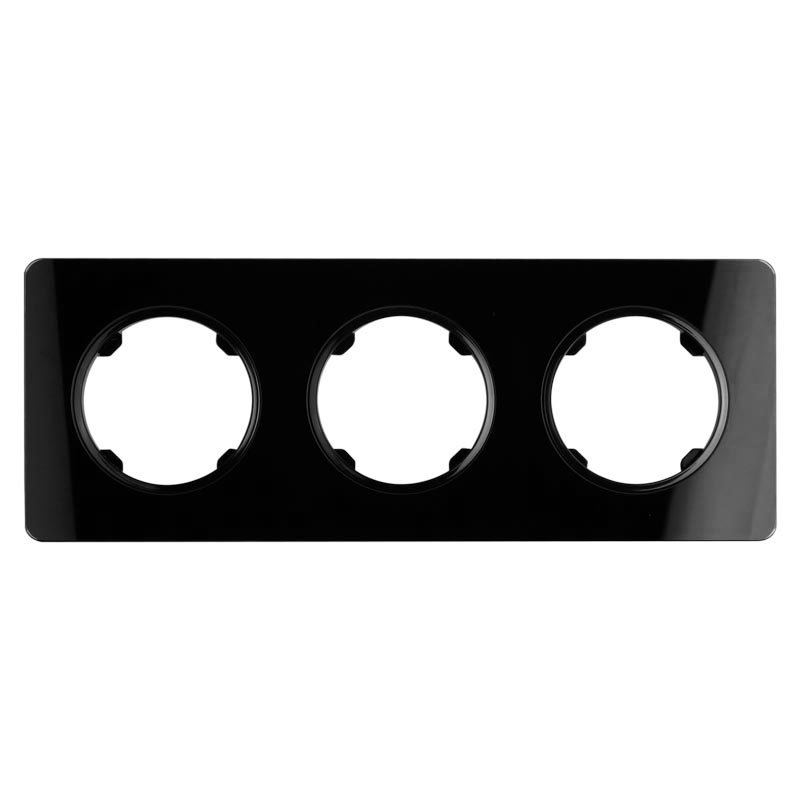 Ramka potrójna, szklana, czarna, OVAL