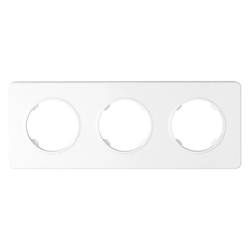 Ramka potrójna, plastikowa, biała, OVAL
