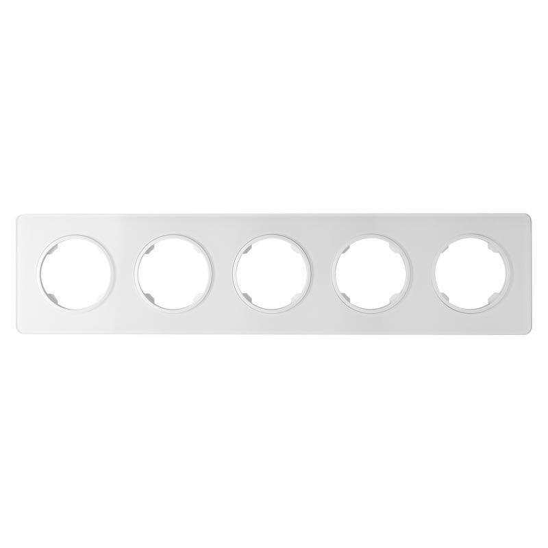 Ramka pięciokrotna, szklana, biała, OVAL