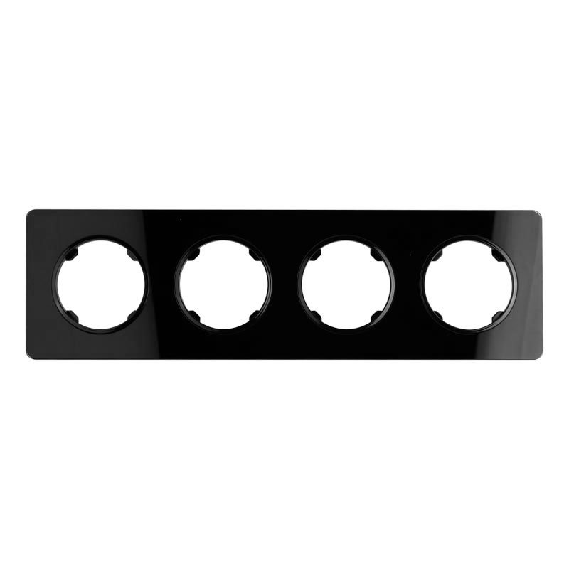 Ramka poczwórna, szklana, czarna, OVAL