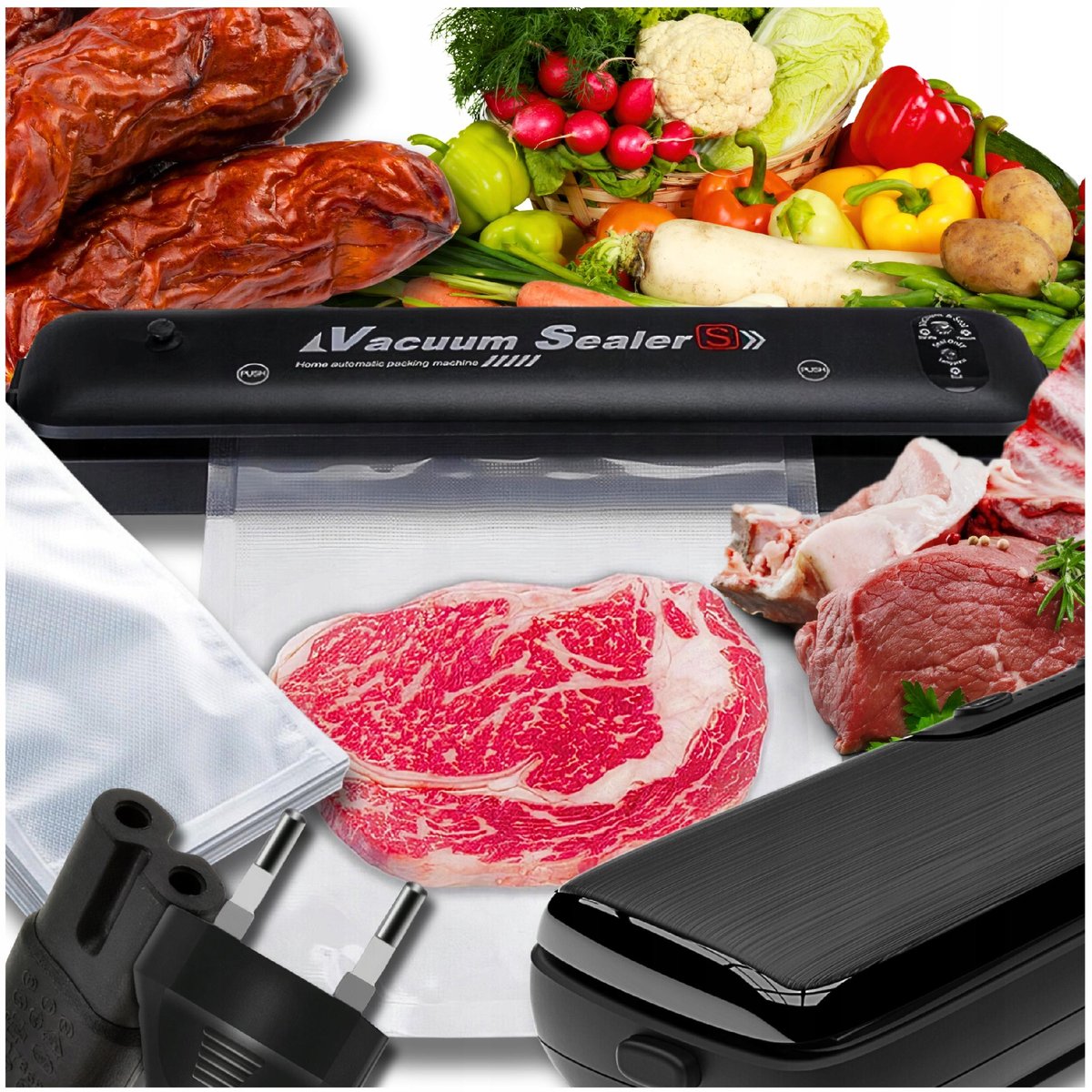 ZGRZEWARKA PRÓŻNIOWA do ŻYWNOŚCI JEDZENIA pakowarka 90W+10szt WORKÓW