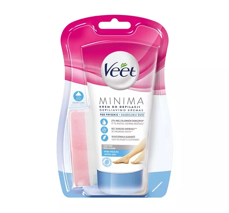 Veet krem do depilacji pod prysznic dla skóry wrażliwej, 135 ml + gąbka