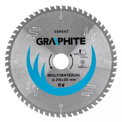 Graphite Tarcza do pilarki widiowa 216x30mm 60 zębów uniwersalna 55H547 55H547