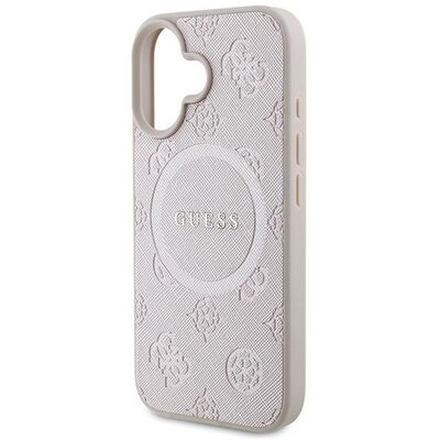 Guess Saffiano Peony Classic Logo do iPhone 16 Plus różowy