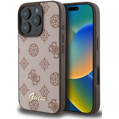 Etui GUESS Peony Script MagSafe do Apple iPhone 16 Pro Brązowy | Bezpłatny transport