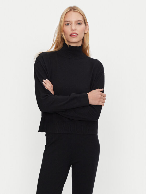 Athlecia Golf Dava W Knitted High Neck EA243358 Czarny Regular Fit