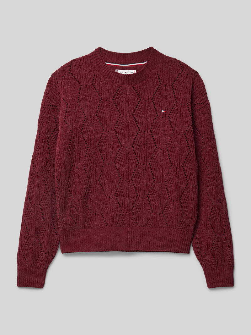 Sweter z dzianiny z okrągłym dekoltem model ‘CHENILLE’