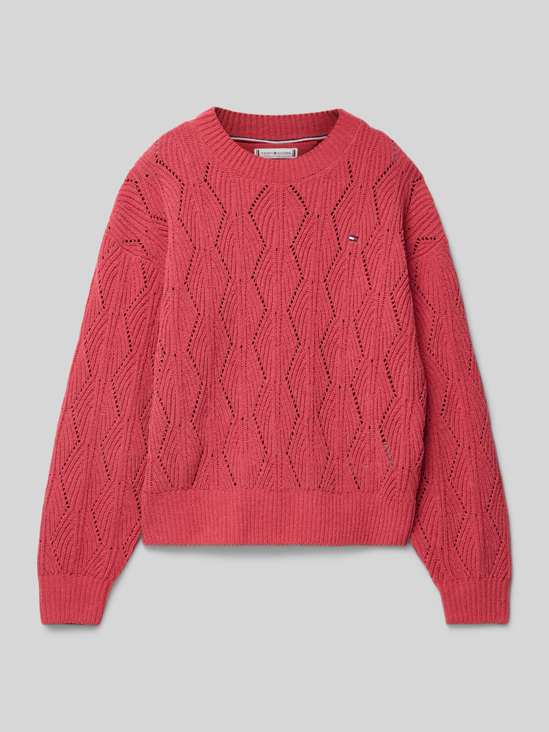 Sweter z dzianiny z okrągłym dekoltem model ‘CHENILLE’