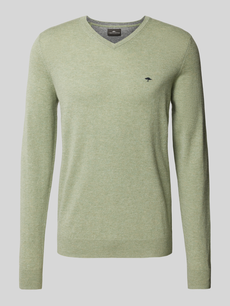 Sweter z dzianiny z dekoltem w serek