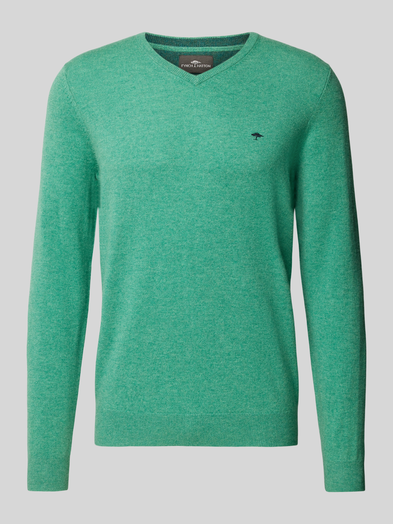 Sweter z dzianiny z dekoltem w serek
