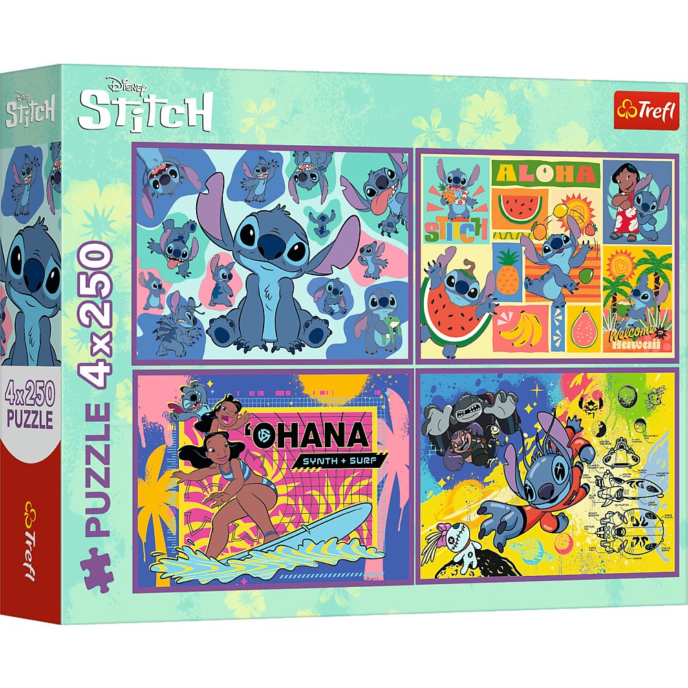Puzzle, Trefl, Niezwykły Stitch, 4x250 el.