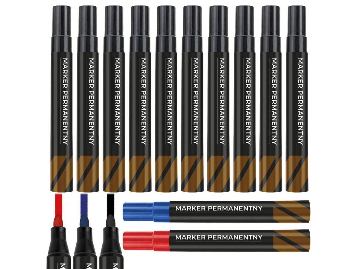 12X Marker Markery Permanentny Wodoodporne Niezmywalny Zestaw 12Szt
