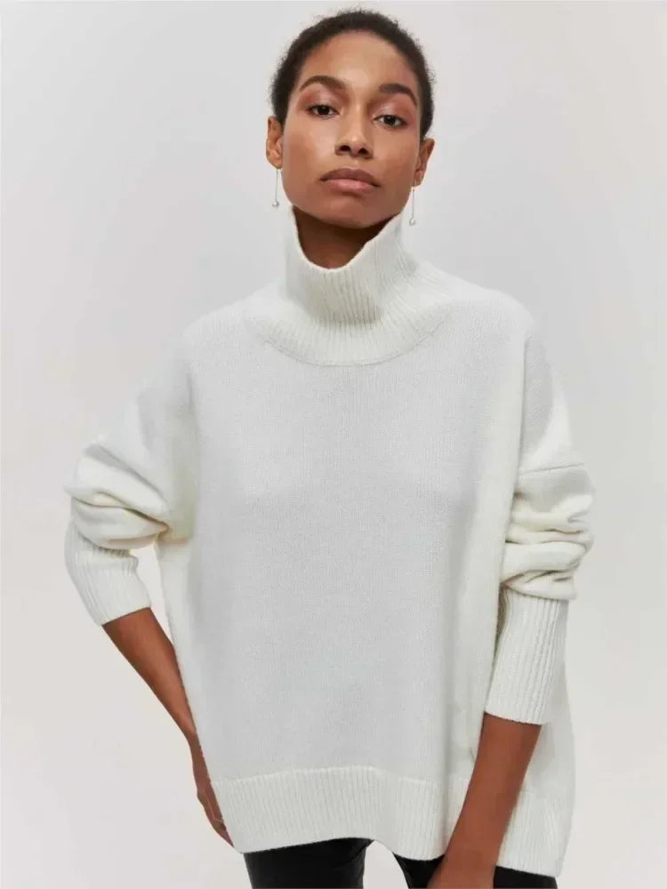 Oversize sweter damski - Biały