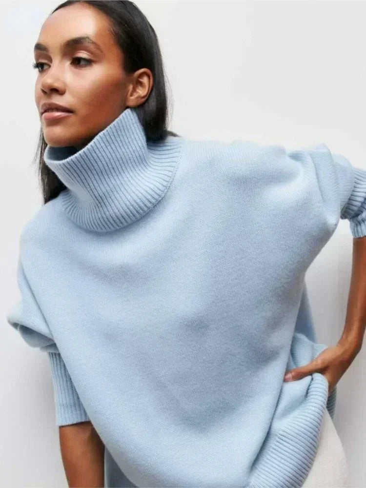Oversize sweter damski - Niebieski