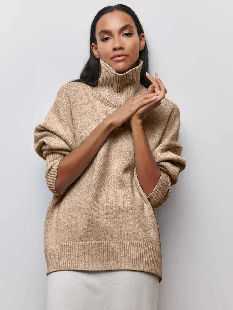 Oversize sweter damski - Beżowy