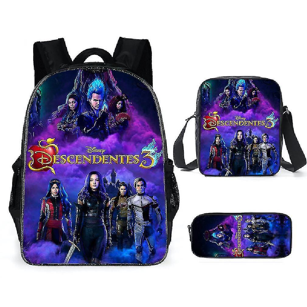 3 sztuki / zestaw Potomkowie Torba szkolna Torba na satchel Plecak anime z torbą kurierską i torbą ołówkową