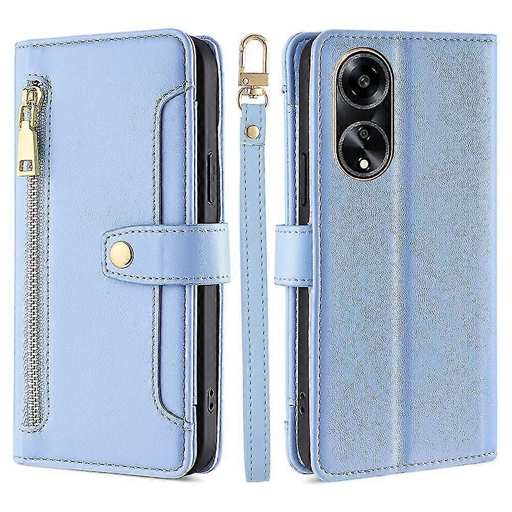 Dla Oppo A1 5G / A98 5G / F23 5G Scratch Proof PU Leather + TPU Phone Cover Stojak Portfel Case z kieszenią Niebieski