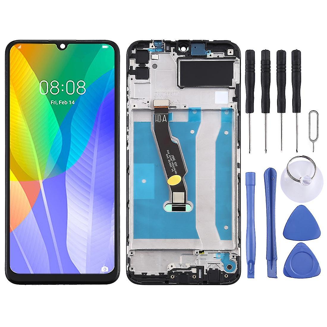 Ekran LCD OEM z ramką dla Huawei Y6p (czarny)