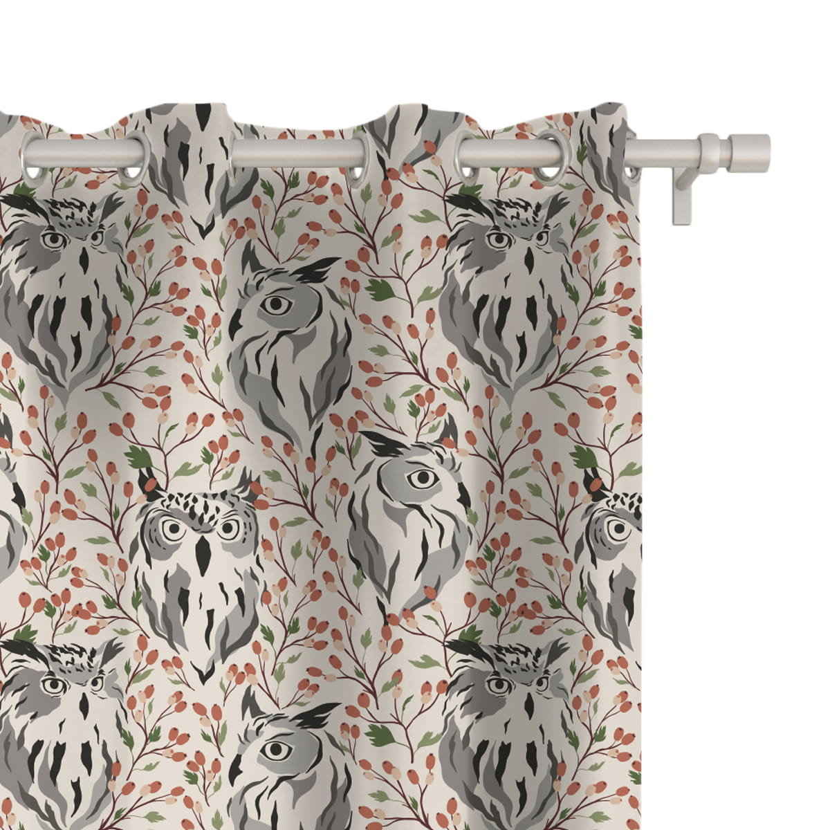 Zasłona AUTUMN wzór AT20 | sowy na jesiennym tle 150 x 230 cm tkanina zaciemniająca