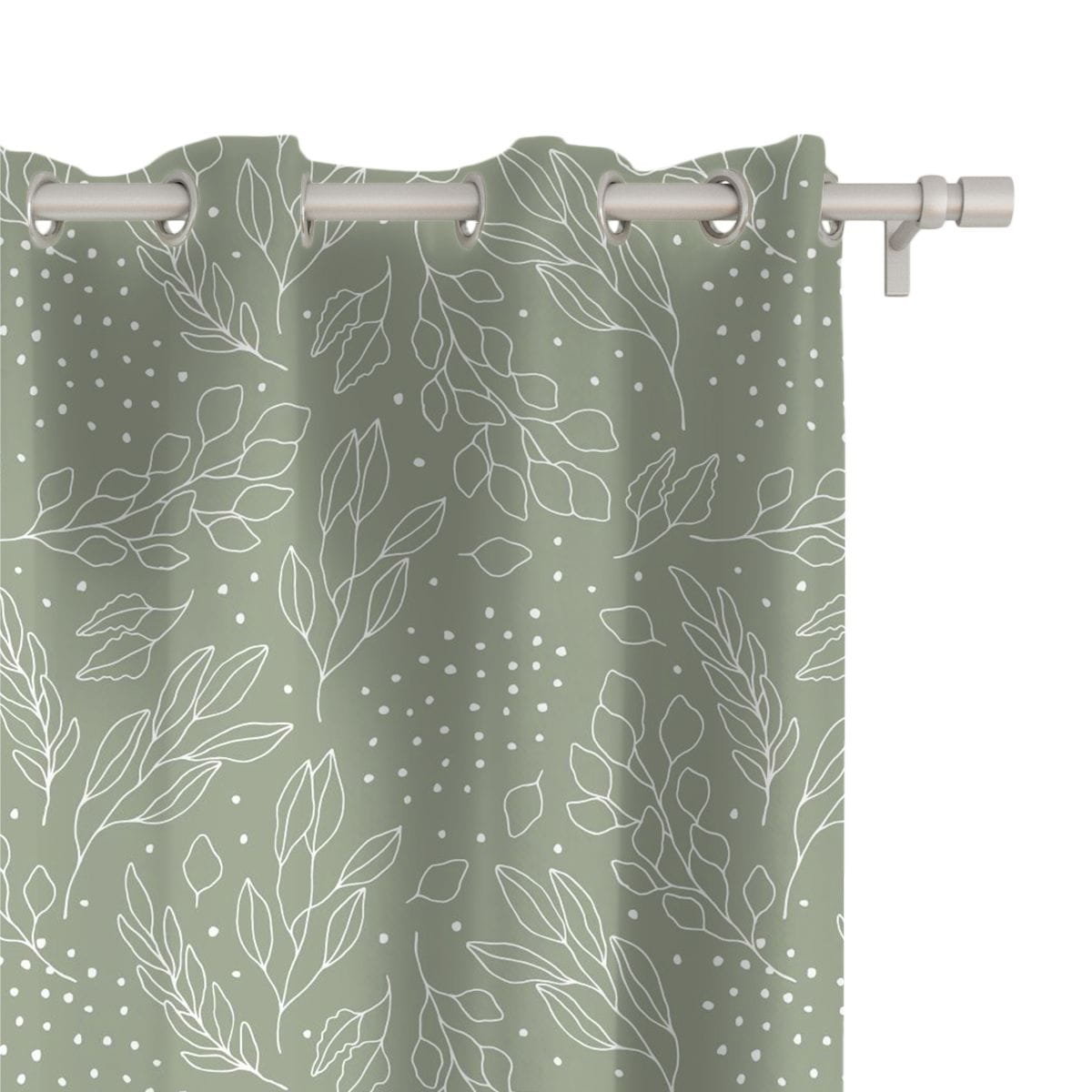 Zasłona AUTUMN wzór AT24 | listki na szałwiowym tle 150 x 160 cm tkanina zaciemniająca