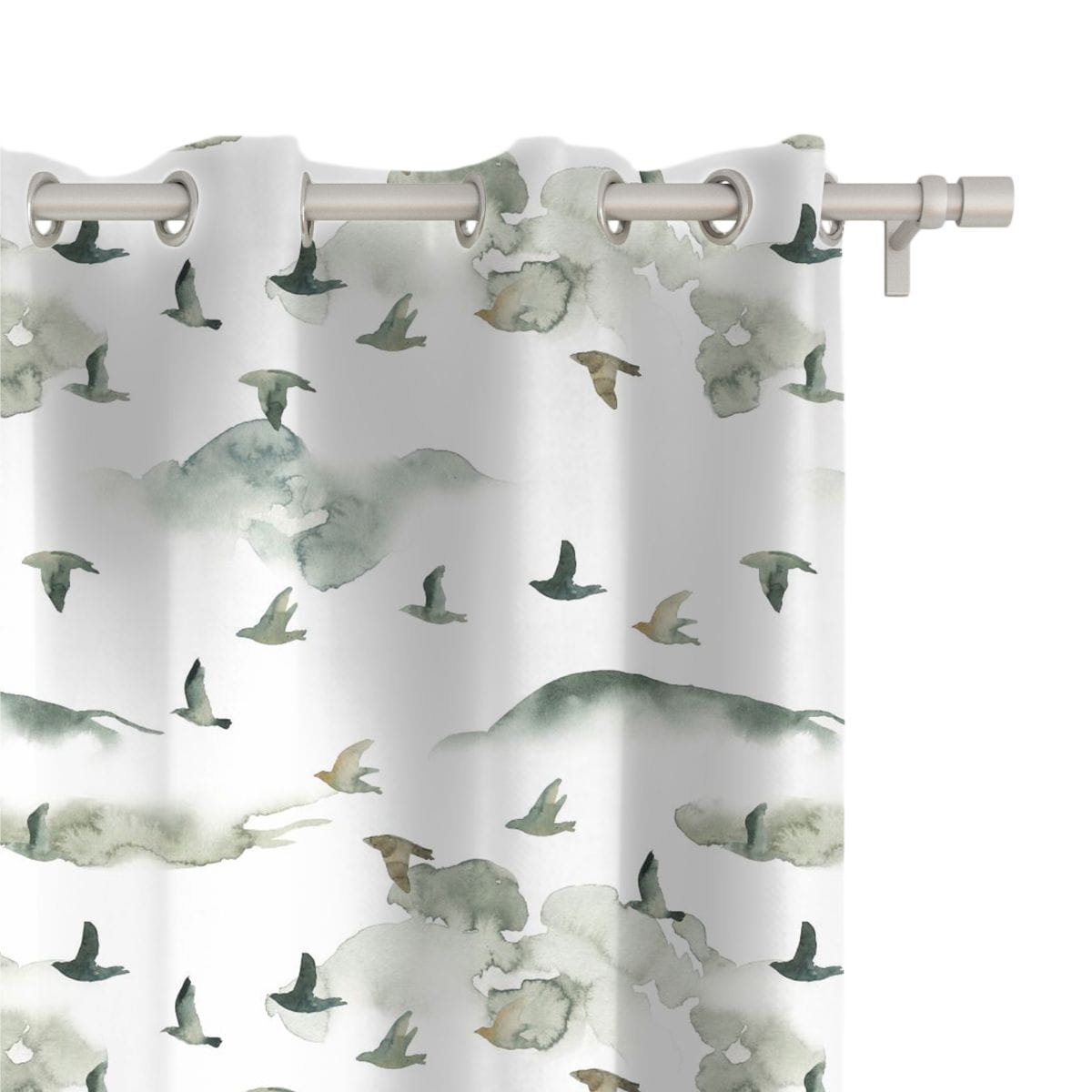 Zasłona AUTUMN wzór AT25 | akwarelowe ptaki we mgle 150 x 230 cm tkanina zaciemniająca