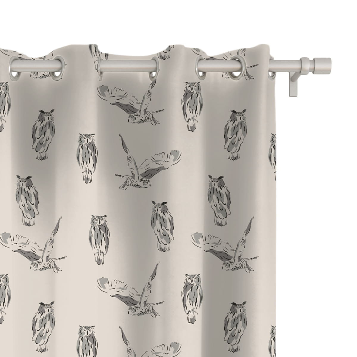 Zasłona AUTUMN wzór AT21 | sowy na beżowym tle 150 x 260 cm tkanina standard