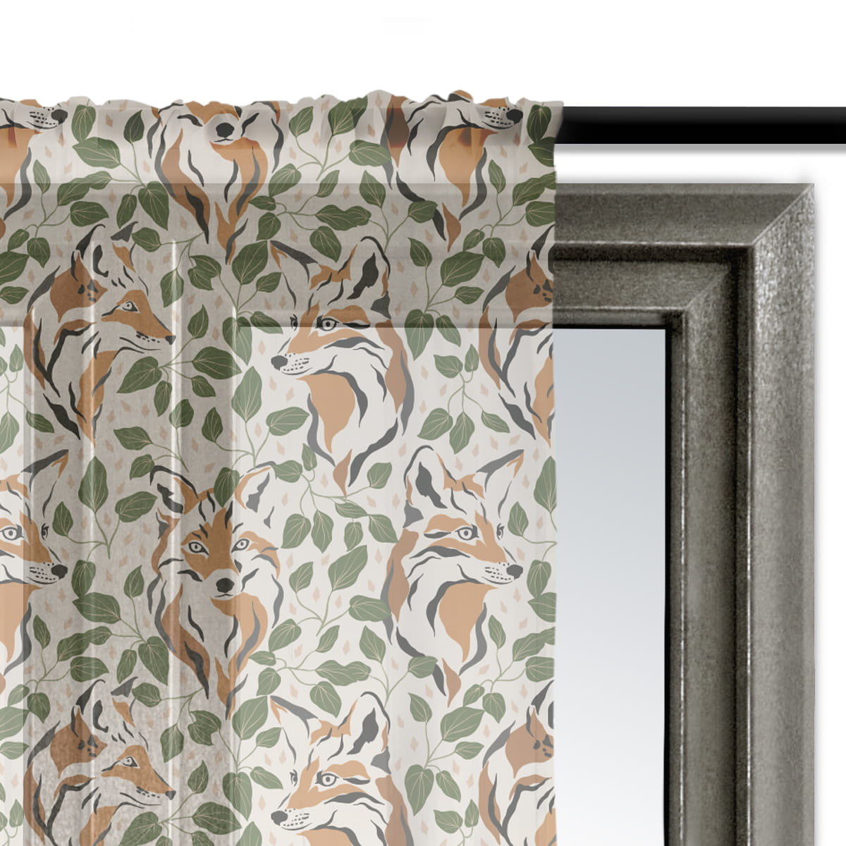 Firana AUTUMN wzór AT16 | lisy na jesiennym tle 140 x 260 cm