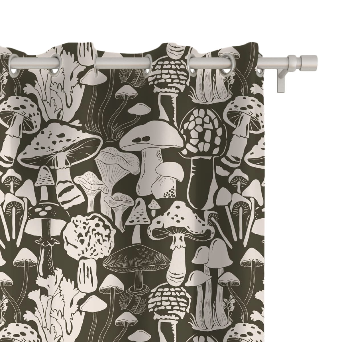 Zasłona AUTUMN wzór AT13 | grzyby na ciemnobrązowym tle 150 x 200 cm tkanina standard