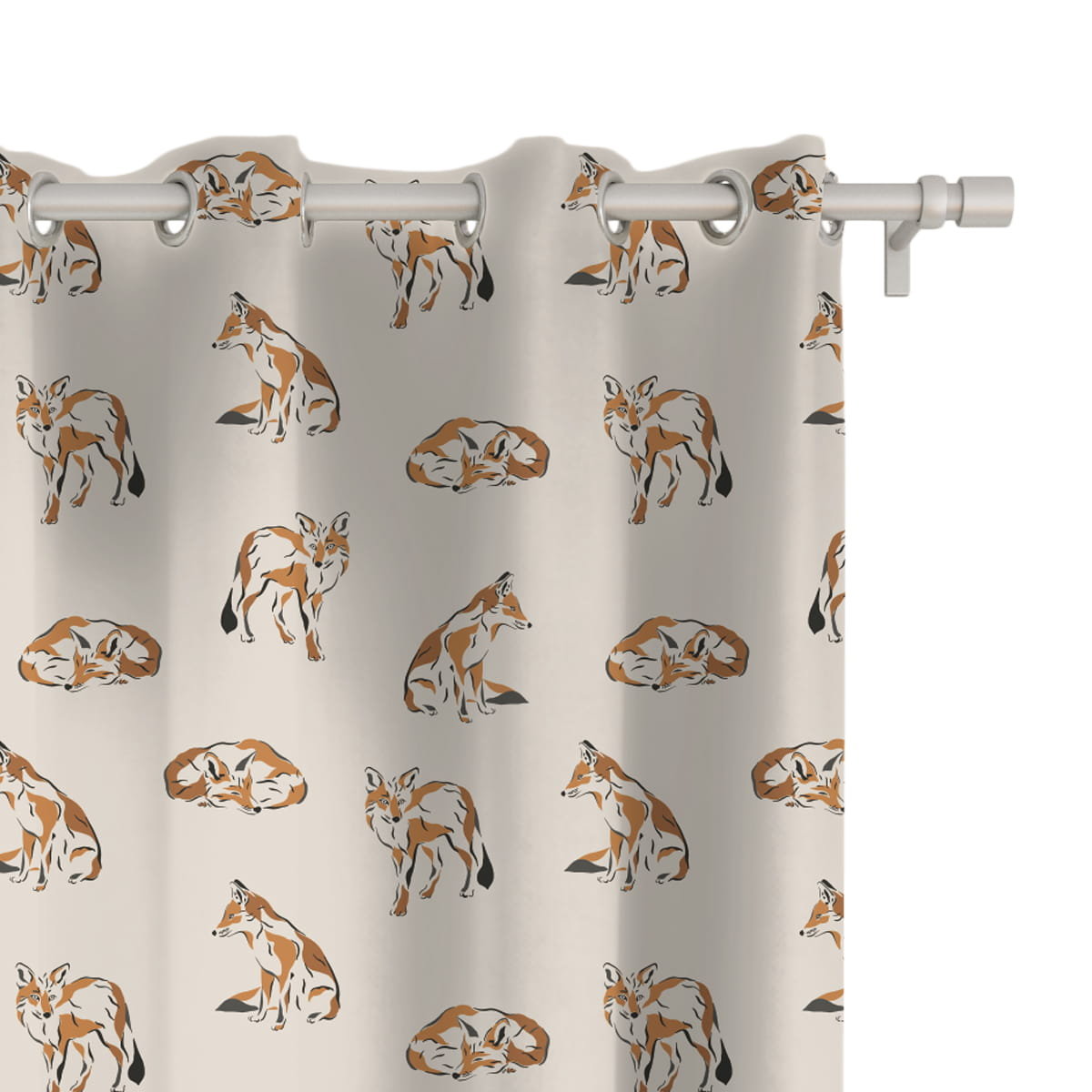 Zasłona AUTUMN wzór AT17 | lisy na beżowym tle 150 x 200 cm tkanina zaciemniająca