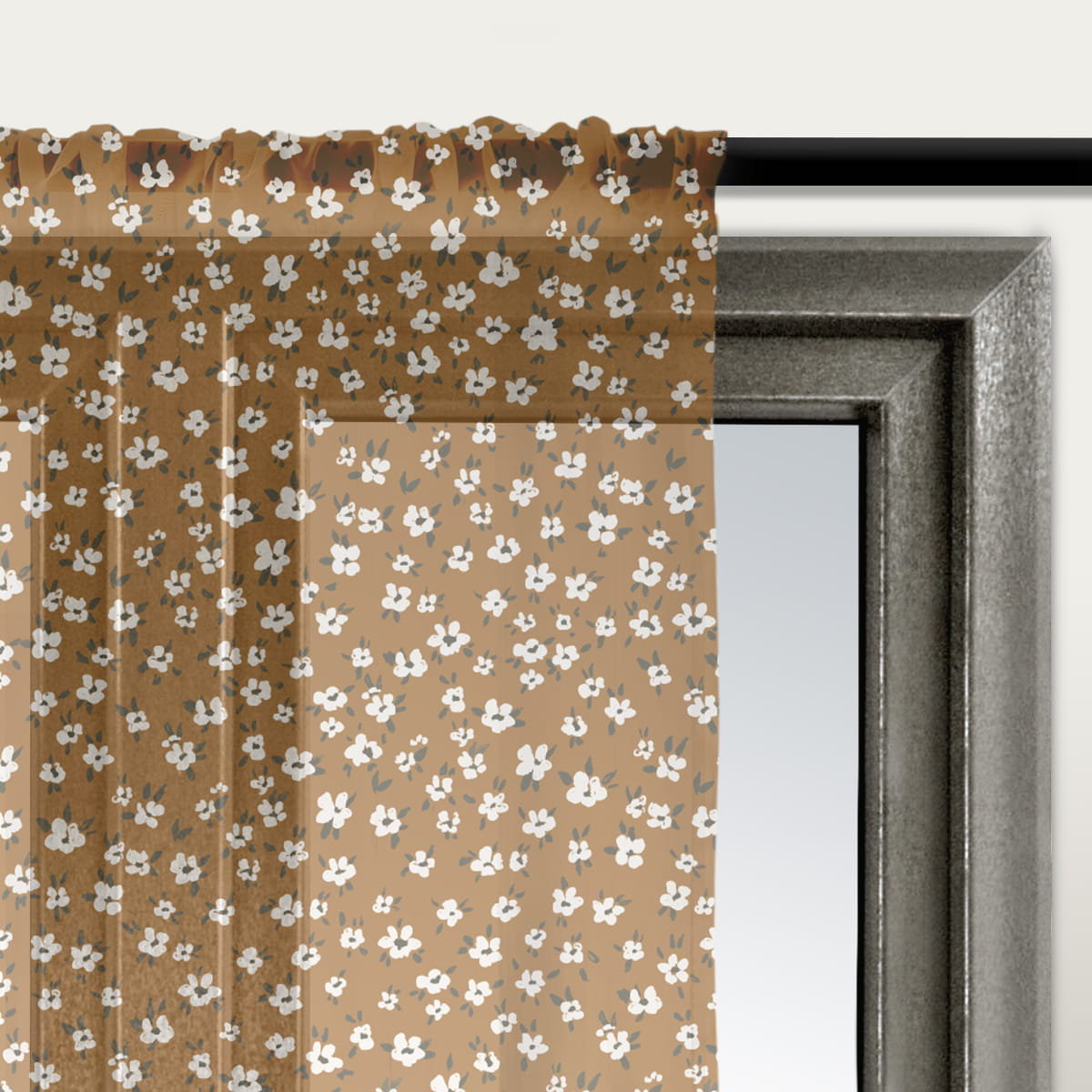 Firana AUTUMN wzór AT03 | drobne białe kwiatki 140 x 300 cm