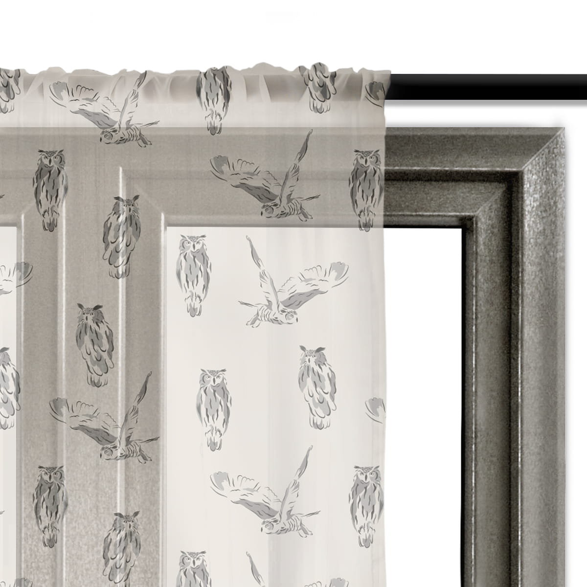 Firana AUTUMN wzór AT21 | sowy na beżowym tle 140 x 300 cm