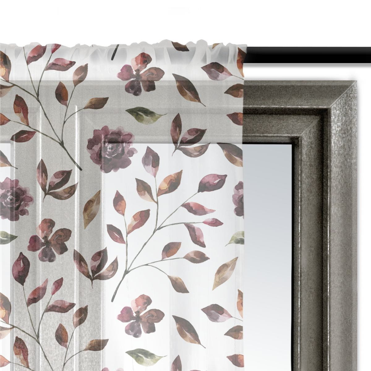 Firana AUTUMN wzór AT31 | jesienne kwiaty i liście 140 x 280 cm