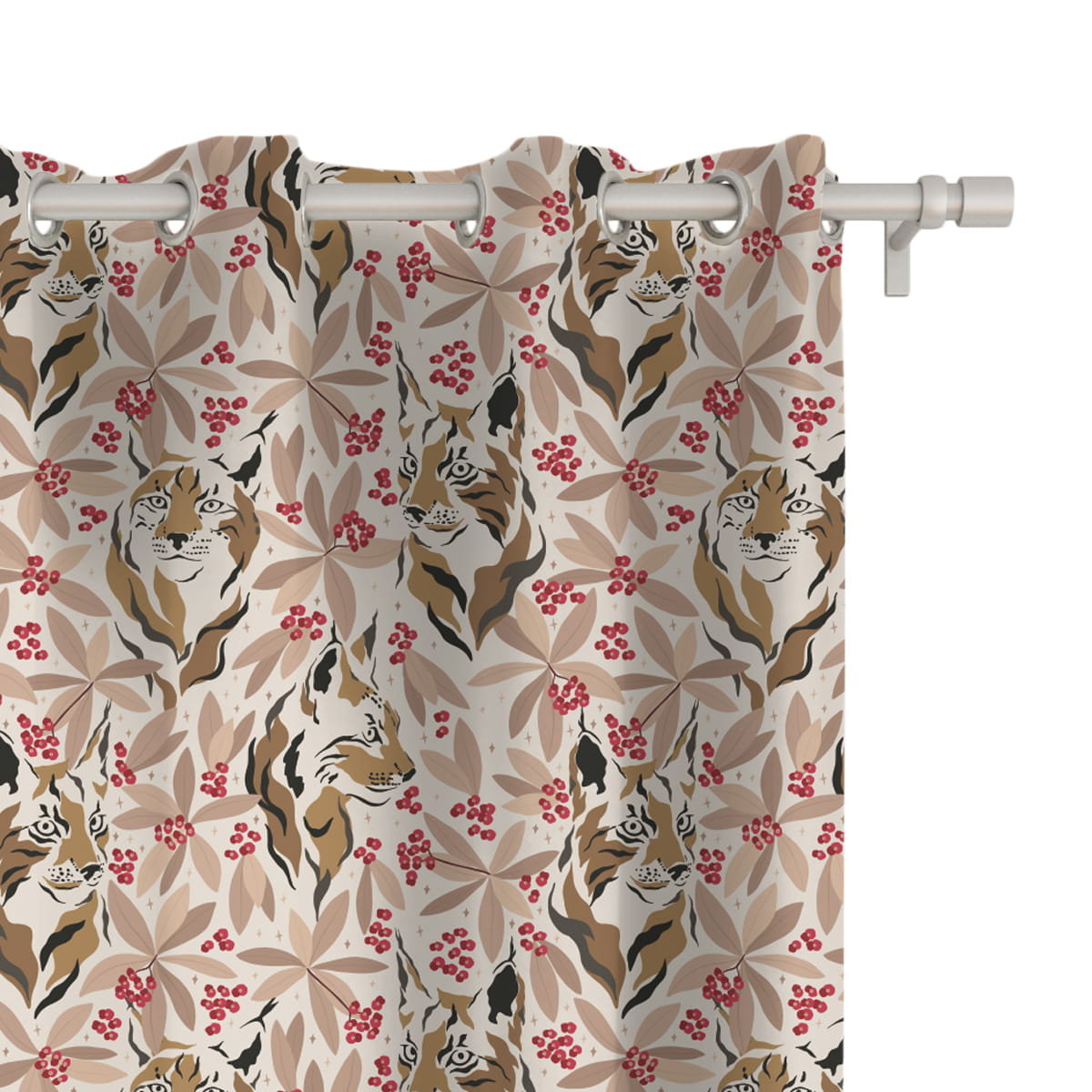 Zasłona AUTUMN wzór AT18 | rysie na jesiennym tle 150 x 300 cm tkanina zaciemniająca