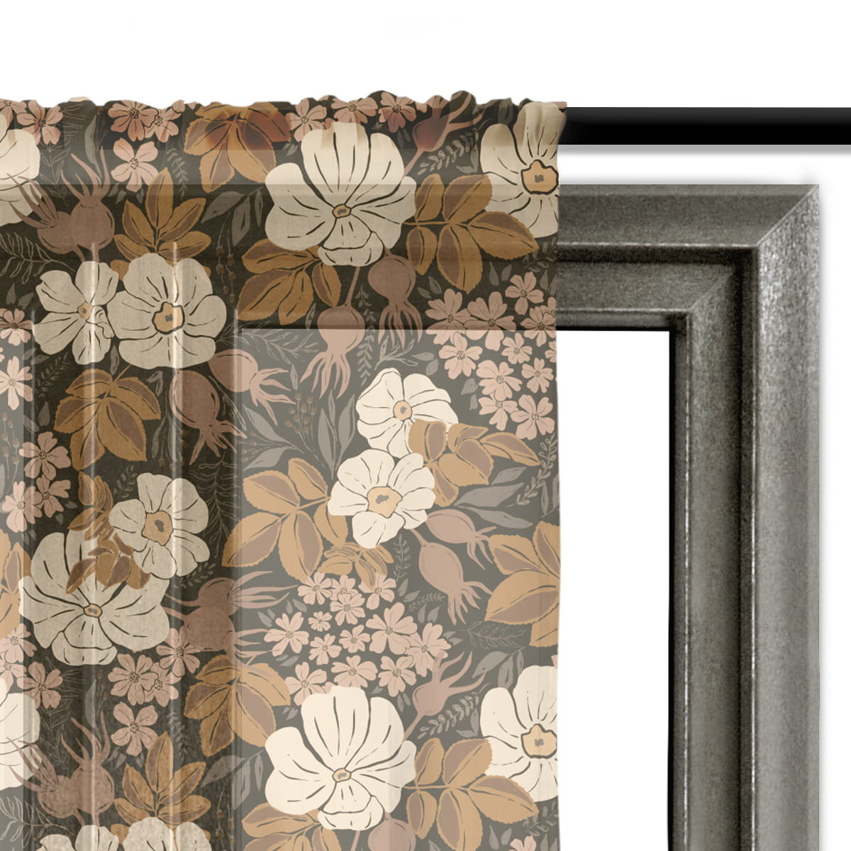 Firana AUTUMN wzór AT07 | jesienne kwiaty 140 x 240 cm