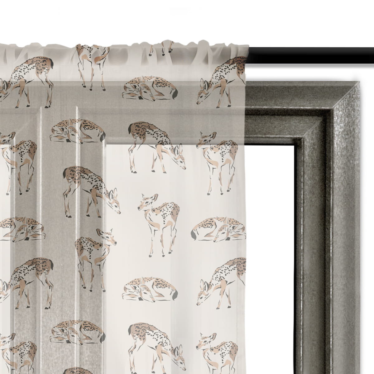 Firana AUTUMN wzór AT15 sarenki na beżowym tle 140 x 260 cm