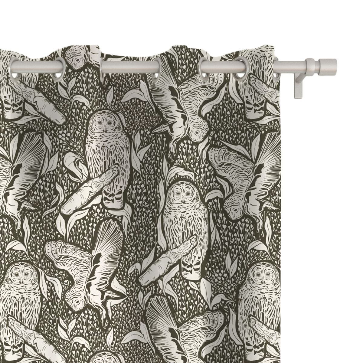 Zasłona AUTUMN wzór AT10 | sowy 150 x 160 cm tkanina zaciemniająca
