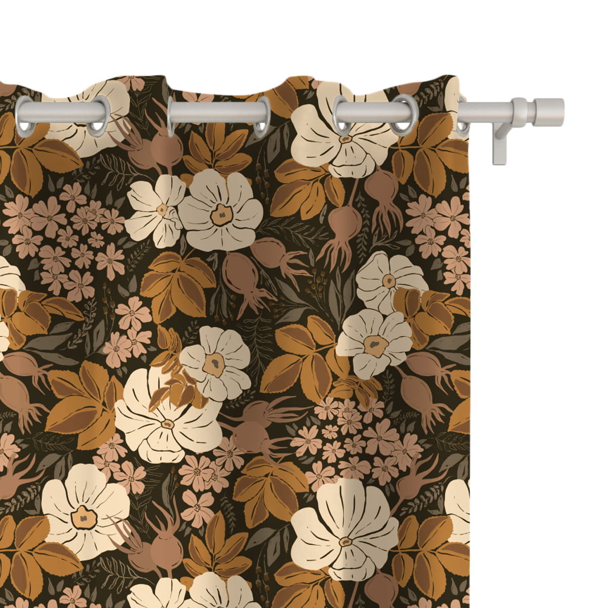 Zasłona AUTUMN wzór AT07 | jesienne kwiaty 150 x 240 cm tkanina zaciemniająca