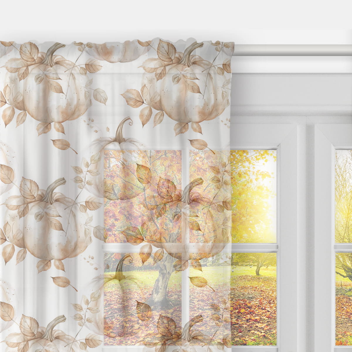 Firana AUTUMN wzór AT40 | karmelowe dynie 140 x 230 cm