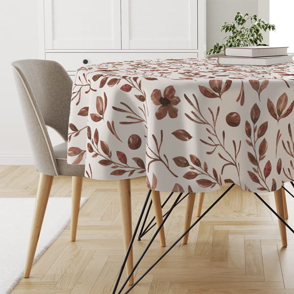 Obrus okrągły AUTUMN wzór AT30 | brązowe liście średnica 150 cm