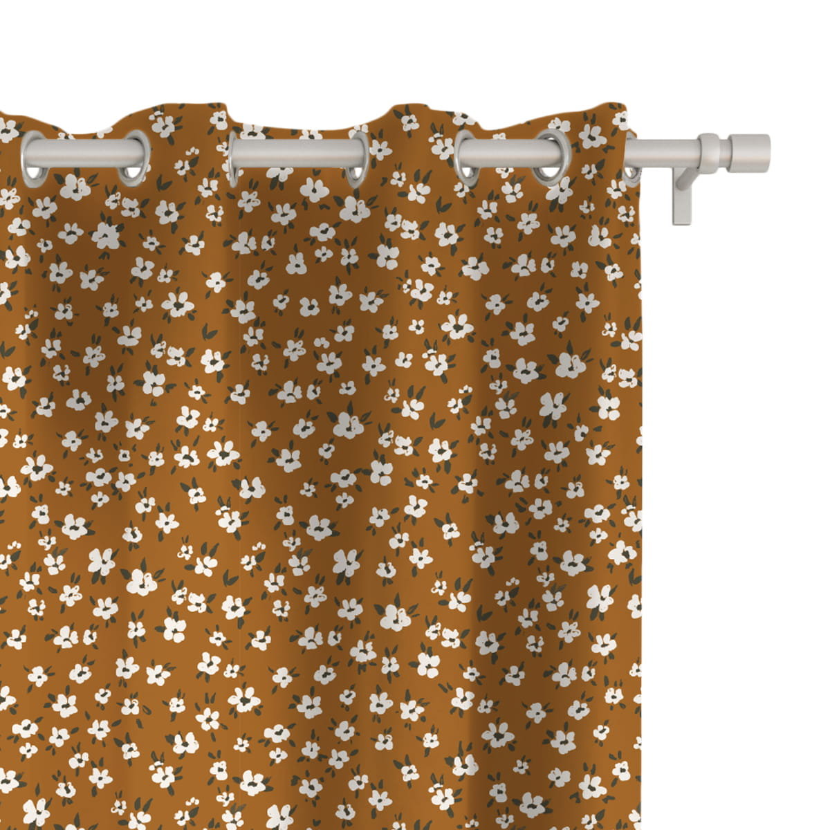 Zasłona AUTUMN wzór AT03 | drobne białe kwiatki 150 x 260 cm tkanina zaciemniająca