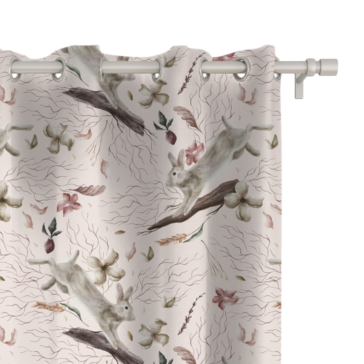 Zasłona AUTUMN wzór AT29 | jesienne zające 150 x 160 cm tkanina zaciemniająca