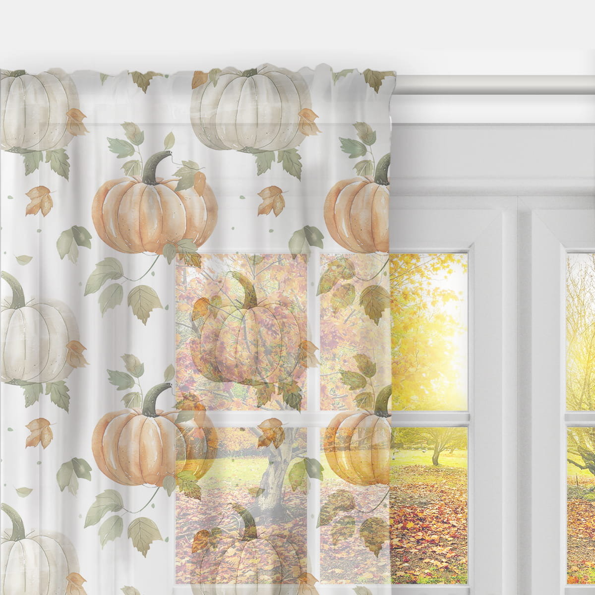 Firana AUTUMN wzór AT38 | dynie 140 x 150 cm