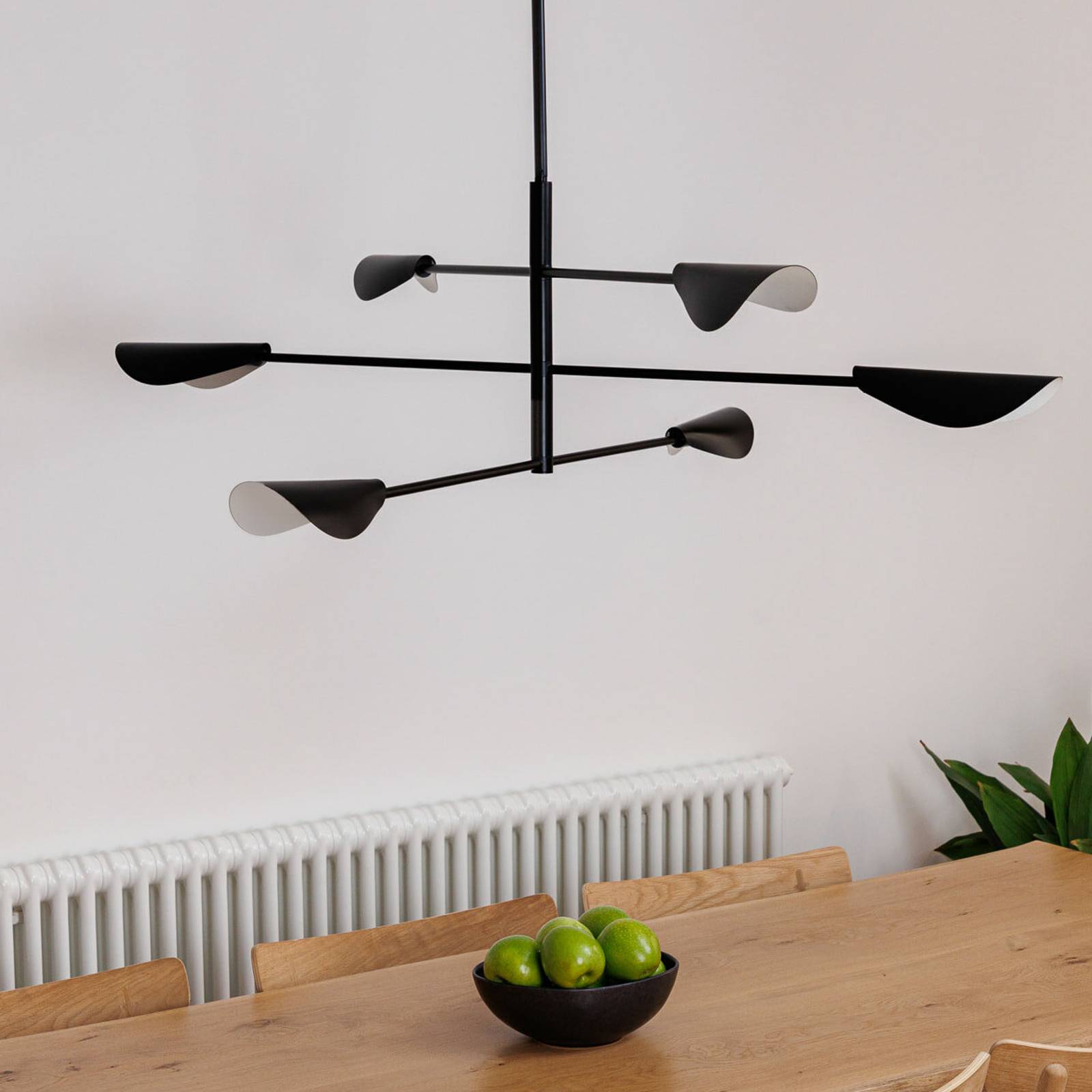 FARO BARCELONA Lampa wisząca Liggera, czarna, stal, Ø 136,8 cm, 6-punktowa.