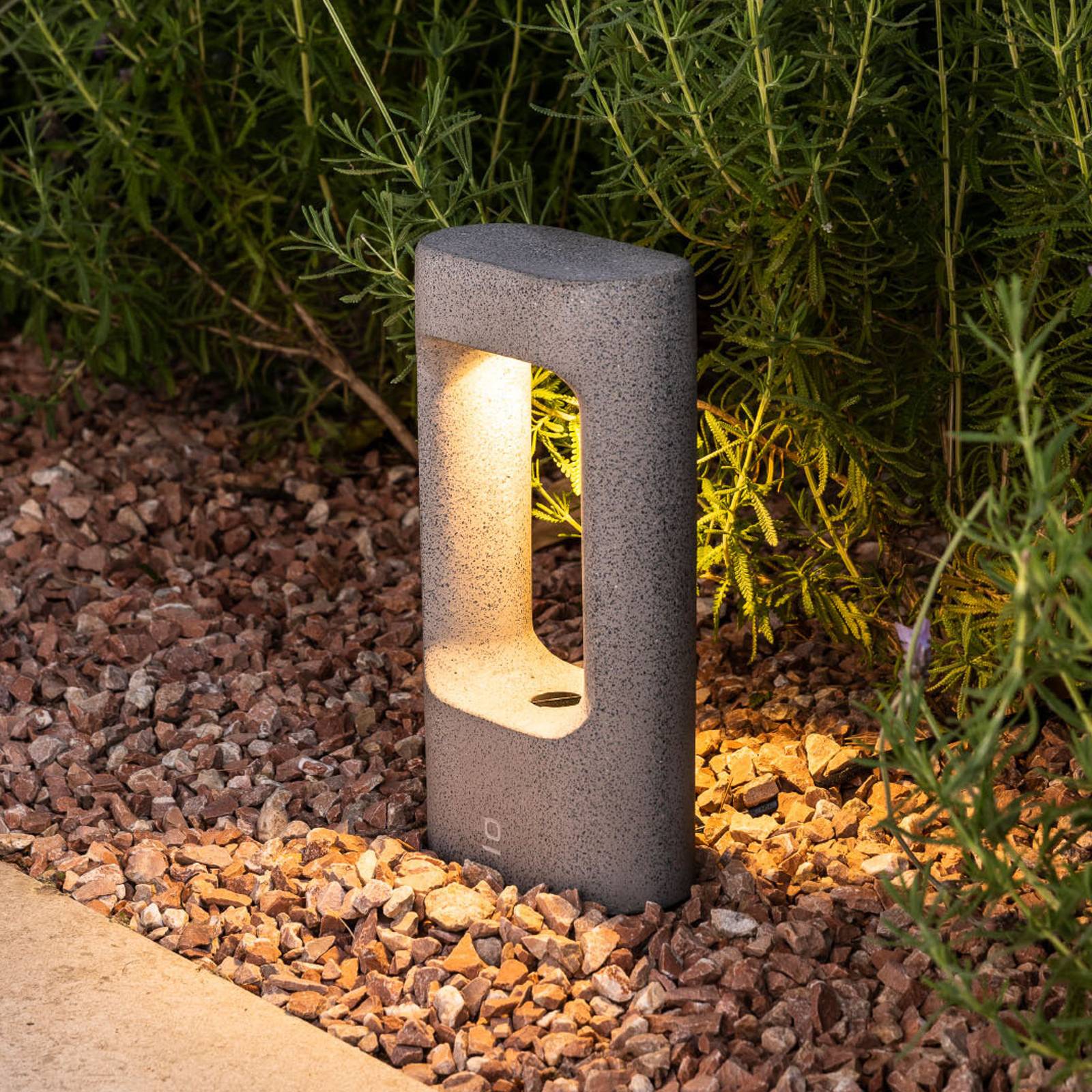 FARO BARCELONA Lampa cokołowa LED Totem, szary, beton, wysokość 28,5 cm